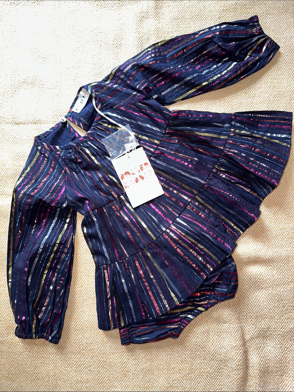 NWT ROLLER RABBIT Girls Rainbow Lurex Priscilla Dress 12-18m